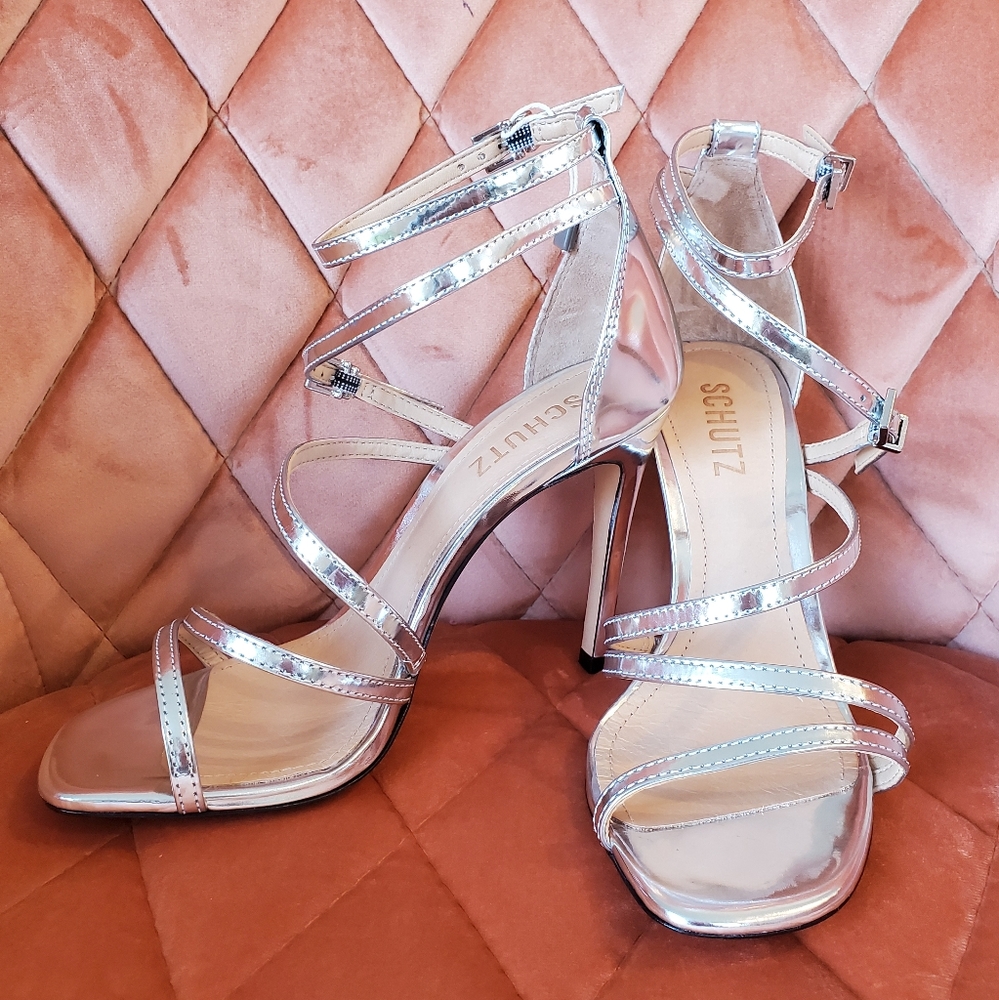 Schutz Metallic Leather Sandals